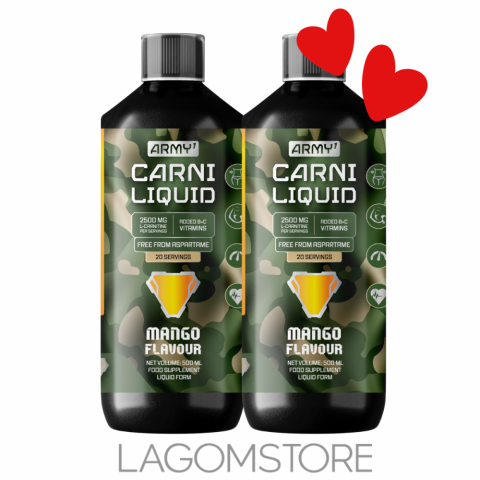 ARMY1 Carni Liquid 500 ml DUO balíček Army1 Carni liquid 500 ml – L-karnitín na spaľovanie tukov a energiu, Lagomstore.sk