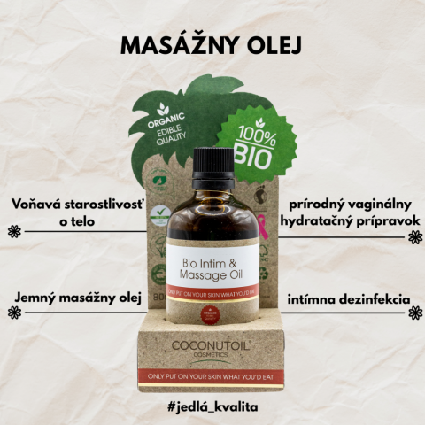 Coconutoil Cosmetics Bio Intímny a masážny olej so škoricou a klinčekom – 80 ml Bio intimní a masážní olej se sladkým pomerančem Coconutoil Cosmetics 80 ml pro intimní péči, masáž a hydrataci