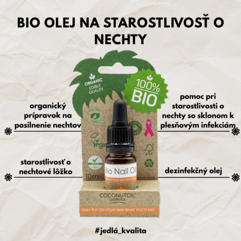 Coconutoil Bio Olej na Nechty 10 ml na výživu nechtov a regeneráciu nechtovej kožtičky.