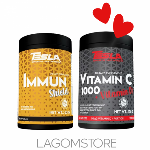 Tesla Immun Shield + Vitamín C 1000 & D3 Balíček Tesla Immun Shield + Vitamin C 1000 a D3 – podpora imunity se slevou 30 %