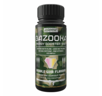 Army1 Bazooka shot 60 ml – predtréningovka pre energiu, sústredenie a pumpu, Lagomstore.sk